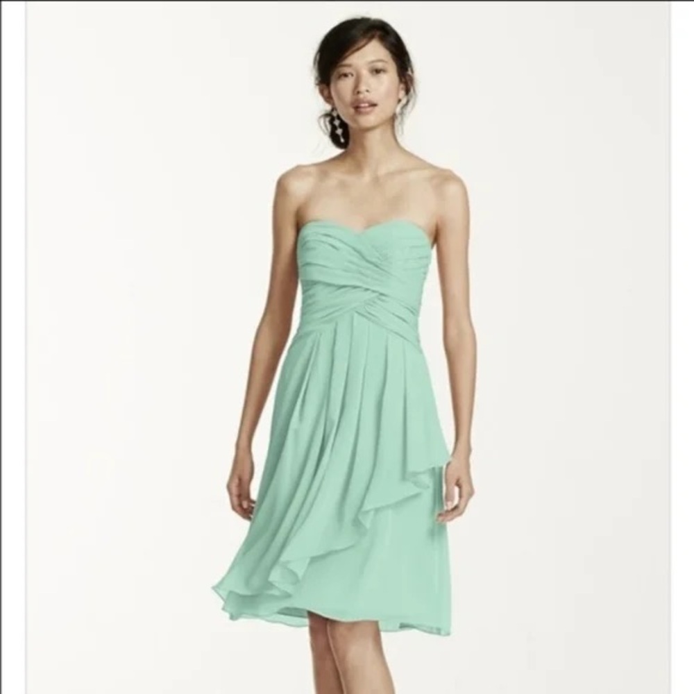 David's Bridal Strapless Bridesmaid Prom Graduation Party Cocktail Dress Size 4